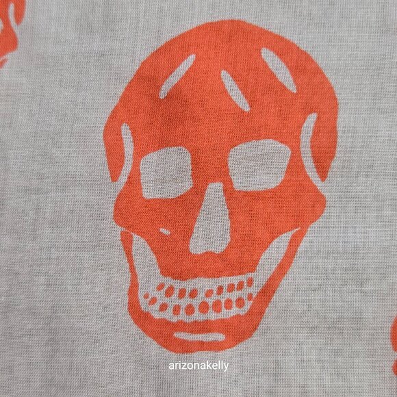 Alexander McQueen Skull Scarf Orange Peach Pink - Picture 6 of 12